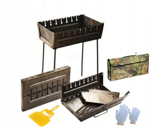  Mangal kovček Grill zložljiv prenosni 2 mm. za 8 šamponskih nabodal
