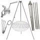  Stojalo za vrtni žar 200cm inox + rešetka 80cm + kolut + INOX vrv