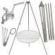  Stojalo za vrtni žar 200cm nerjaveče jeklo + rešetka 90cm + kolut + INOX vrv