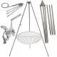  SET stojala za vrtni žar 225 cm iz nerjavečega jekla + rešetka 70 cm na kolutu