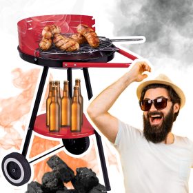    Mobilni žar na oglje 41 cm nastavljiva kromirana okrogla masivna rešetka