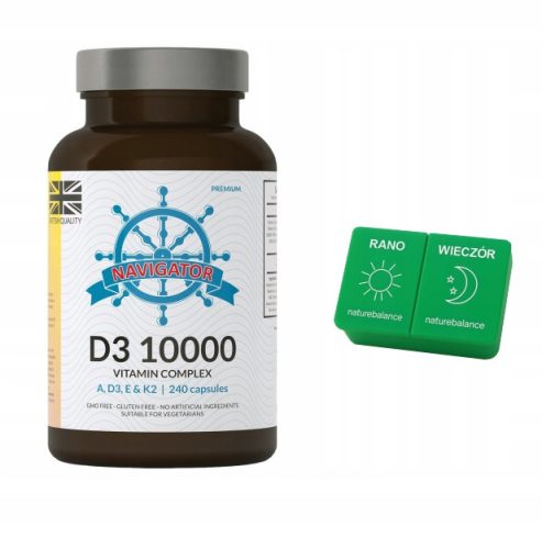 Kompleks vitaminov Navigator D3 10000 IU z naravnimi izvori - 240 kapsul