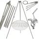  Stojalo za vrtni žar 250cm inox + rešetka 80cm + kolut + INOX vrv