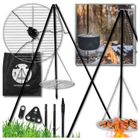    TRIPOD Fire Pit Large GRILL Taborni ogenj Garden Viseča rešetka za žar 2v1