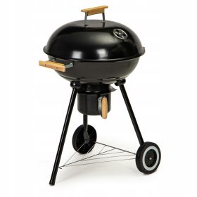    Vzdržljiv vrtni žar na oglje s pokrito okroglo rešetko, 44 cm posoda za pepel