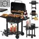  VRTNI ŽAR NA OGLJE BBQ LITOŽELEZNA REŠETKA POKROV PEPELNIK + TERMOMETER XXL