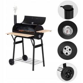    Žar na oglje s pokrovom, termometer, prezračevalni vrt, ki se lahko zaklene na kolesa