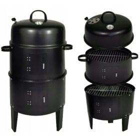    KAJILNICA VRTNI ŽAR KOTEL NA OGLJE 2 REŠETKI TERMOMETER 3v1 SET