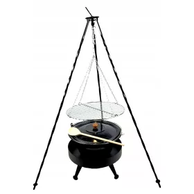    Žar 120 cm, kurišče 40, rešetka 40 cm, kotel 10 l, trinožnik 120 cm