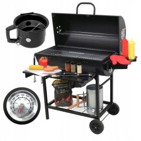    Žar na oglje VRTNI sod PRENOSNI NA KOLESIH s pokrovom velik solid