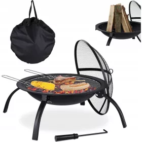    Kamin s pokrovom rešetke 56,5cm poker, za vrt, teraso, kamp