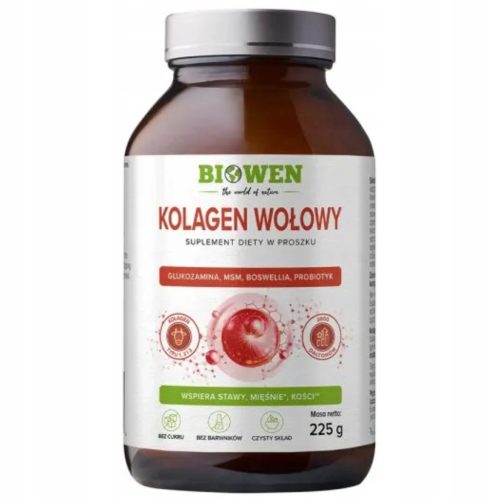 Biowen Kolagen Wołowy z Glukozaminą – Wsparcie dla Stawów i Skóry, 225g