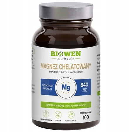 Biowen Magnez Chelatowany 840 mg Diglicynian magnezu, 100 kapsul