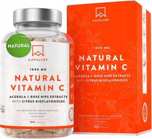 100% Naravni Vitamin C 1000 mg z Izvlečkom Acerole - 180 Kapsul, Vegan