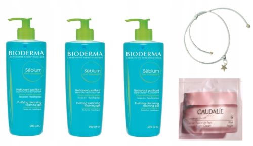 Bioderma Sebium Gel Moussant: Čistilni gel za mešano in mastno kožo, 3x500ml + brezplačna zapestnica
