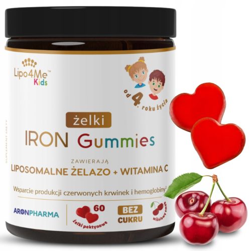 Železne gumi bonboni Lipo4Me™ Kids IRON Gummies za otroke - višnjev okus, 60 kosov