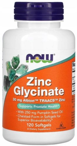 Cinkov Glicinat Now Foods z Oljem Bučnih Semen - 120 Mehkih Kapsul
