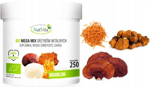 Eko Mešanica Vitalnih Gob Reishi, Cordyceps, Hericium 250g - Natvita