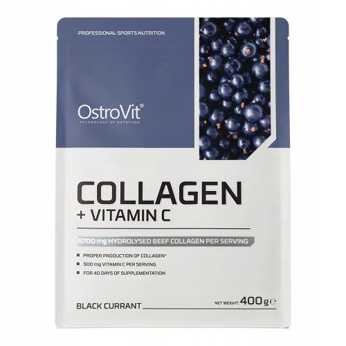 Kolagen OstroVit s Vitaminom C in Okusom Črnega Ribza, 400g