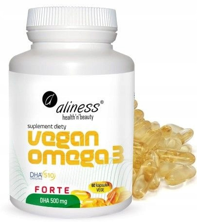 Aliness Vegan Omega-3 FORTE 500mg z alg - 60 kapsułek