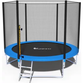   Vrtni trampolin FUNFIT 252 cm (8FT) z zunanjo varnostno mrežo in lestvijo, nosilnost 120 kg, 48 vzmeti, jeklena konstrukcija
