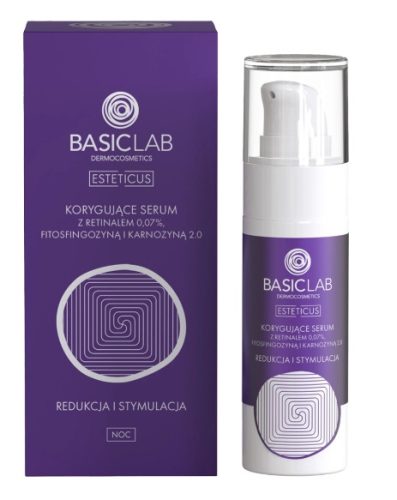 BasicLab Korekcijski Serum z Retinalom 0,07% 30ml za Večerno Nego