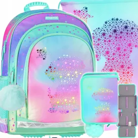   STARPAK Ombre Kitty Doggy šolski set - nahrbtnik, torba za čevlje in peresnica s holografskim dizajnom