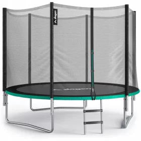   Vrtni trampolin 10FT 312 cm z varnostno mrežo in lestvijo, nosilnost 150 kg, 6 stebrov, varnostni sistem Slogen