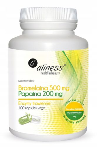 Aliness Bromelain 500 mg in Papain 200 mg - 100 kapsul za podporo prebave