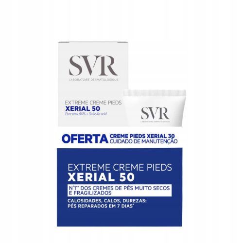 SVR Xerial Komplet Kremov za Stopala - Intenzivna in Dnevna Nega, 2 × 50 ml