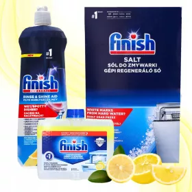   Set dodatkov za pomivalni stroj Finish - sol 1,5 kg, sredstvo za lesk 0,8 l Limona, detergent 0,25 l