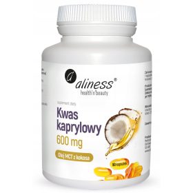   Aliness Kaprilna kislina C8 600 mg - Prehransko dopolnilo za vitalnost in energijo, 90 kapsul