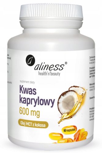 Aliness Kaprilna kislina C8 600 mg - Prehransko dopolnilo za vitalnost in energijo, 90 kapsul