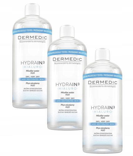 Micelarni čistilni fluid Dermedic Hydrain3 Hialuro za nežno očiščevanje