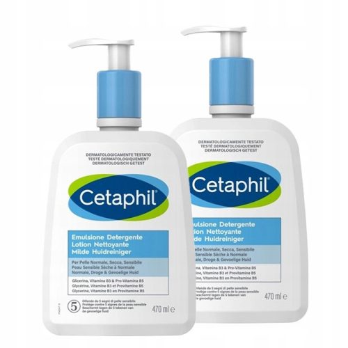 Cetaphil čistilna emulzija za obraz, 2 x 470 ml - za vse tipe kože