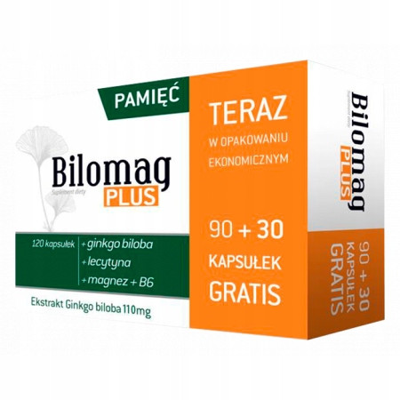 Bilomag Plus - 120 kapsul za izboljšanje spomina in koncentracije pri starejših