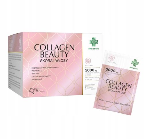 COLLAGEN BEAUTY za kožo in lase z okusom maline in črnega ribeza, 30 vrečk