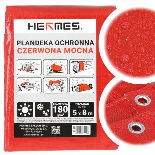 Močna Vodoodporna Zaščitna Ponjava 180 g/m2 5x8 m, Rdeča