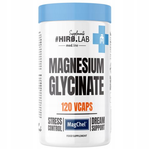 HIRO.LAB Bisglicinat Magnezija z Vitaminom B6 - 120 Vegetarijanskih Kapsul za Živčni Sistem in Spanje