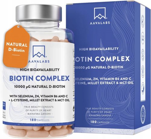 Kompleks Biotyna 10000µg, Cink, Selen, Baker za Lepše Lase, Kožo in Nohte - 180 kapsul