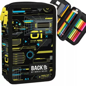   Šolska peresnica BackUP Cyber Attack z dvema predelkoma za fante 20×13×5 cm