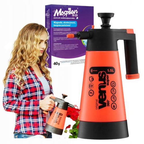Zalivalnik Kwazar Venus Super 360 1,5L + insekticid Mospilan 20 SP 40g za učinkovit nadzor škodljivcev
