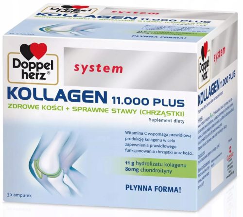 Doppelherz System Kollagen 11.000 Plus - Prehransko dopolnilo s kolagenom (30 ampul)