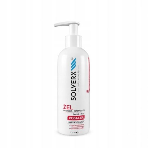 Solverx Rosacea Gel za umivanje in odstranjevanje ličil za obraz in oči