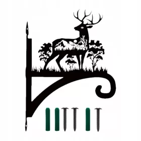    Kovinski stenski obešalnik za rastline, enostaven z vijaki, živalska silhueta severnega jelena