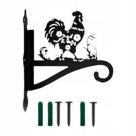    Kovinski stenski obešalnik za rastline, trdna oblika z vijaki, živalska silhueta petelina