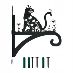    Kovinski stenski obešalnik za rastline, enostaven z vijaki, živalska silhueta mačke