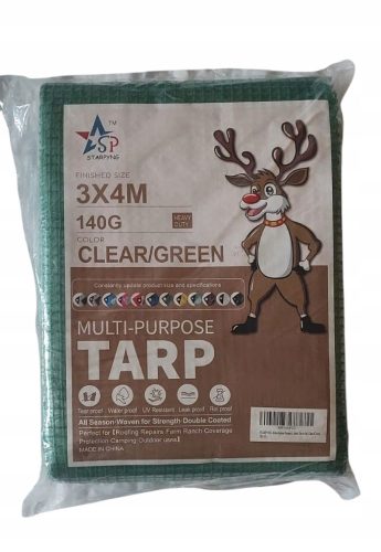 Zaščitna ponjava 3 m x 4 m - 140g/m², zelena, vodoodporna