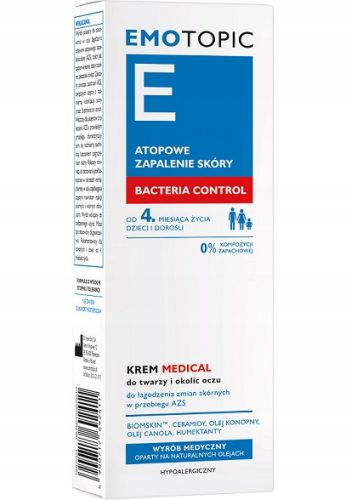 EMOTOPIC Bacteria Control Krema za obraz atopičnega dermatitisa 50ml