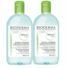   2 x Bioderma Sébium H2O Micelarni Tekočina 500 ml za Mastno in Mešano Kožo